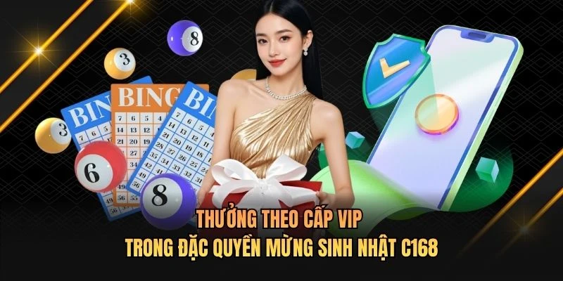 Thưởng theo cấp VIP trong đặc quyền mừng sinh nhật C168